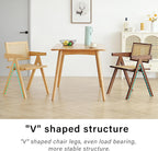 Rattan Dining Chairs Set of 2, Mid Century Modern Armchairs, Wooden Kitchen Chairs for Dining Room, Living Room, Walnut-3