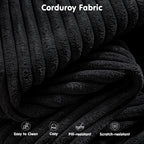 104" Cloud Sectionl Couch with L-Shpe Chise,Modern Modulr Sof with Deep Set, Upholstered Couches for Living Room Bedroom,No ssembly Required, Blck (Corduroy Fbric)