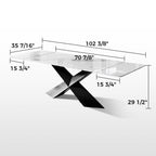 102" Extendable Dining Table with Slate Tabletop, White