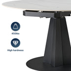 53" Round Extending Dining Table with Black Base