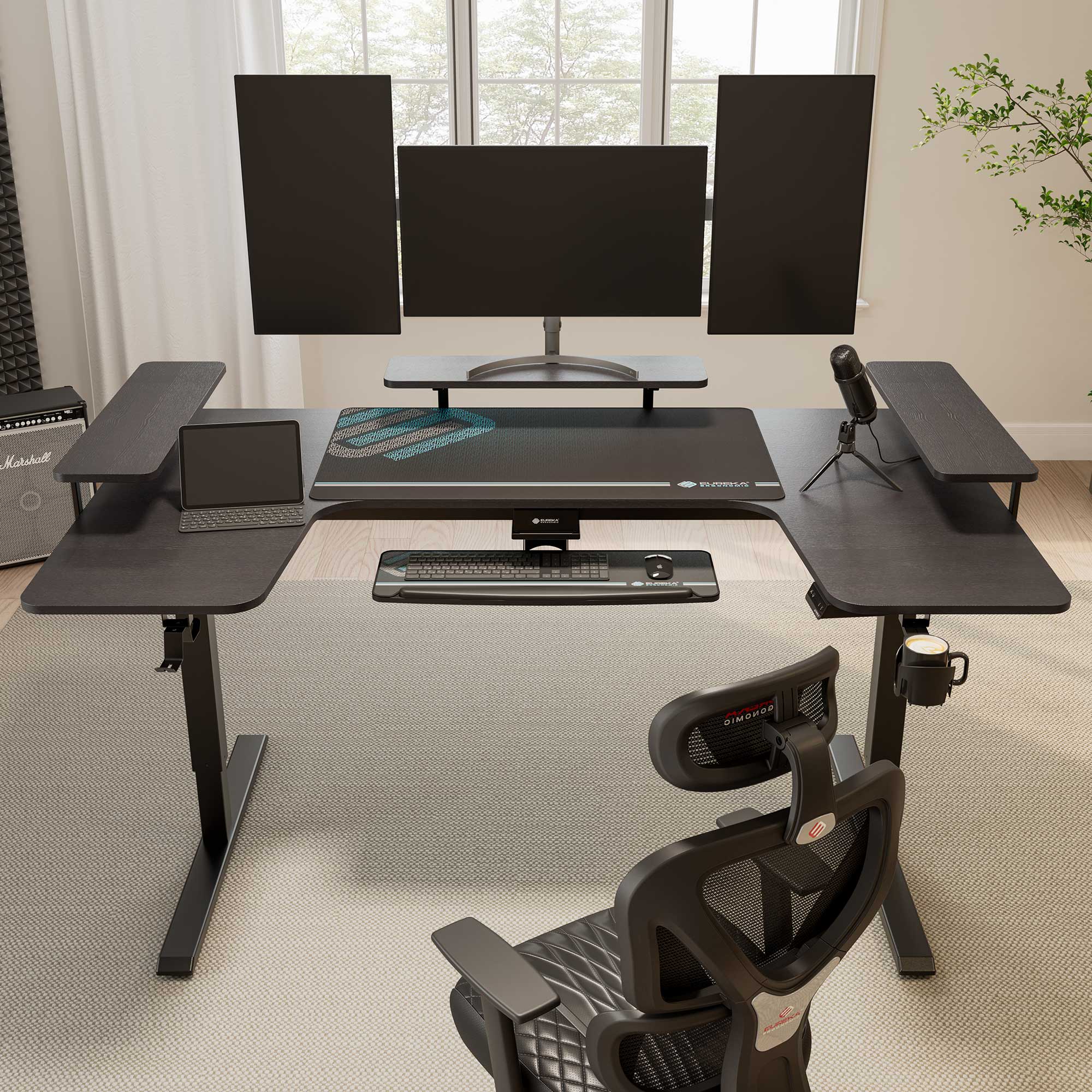 74x23 U-Shaped Standing Desk with Accessories Set
