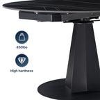 53" Round Extending Dining Table with Black Base