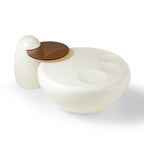 33" White Cat Claw Round Coffee Table With Penguin Side Table Set