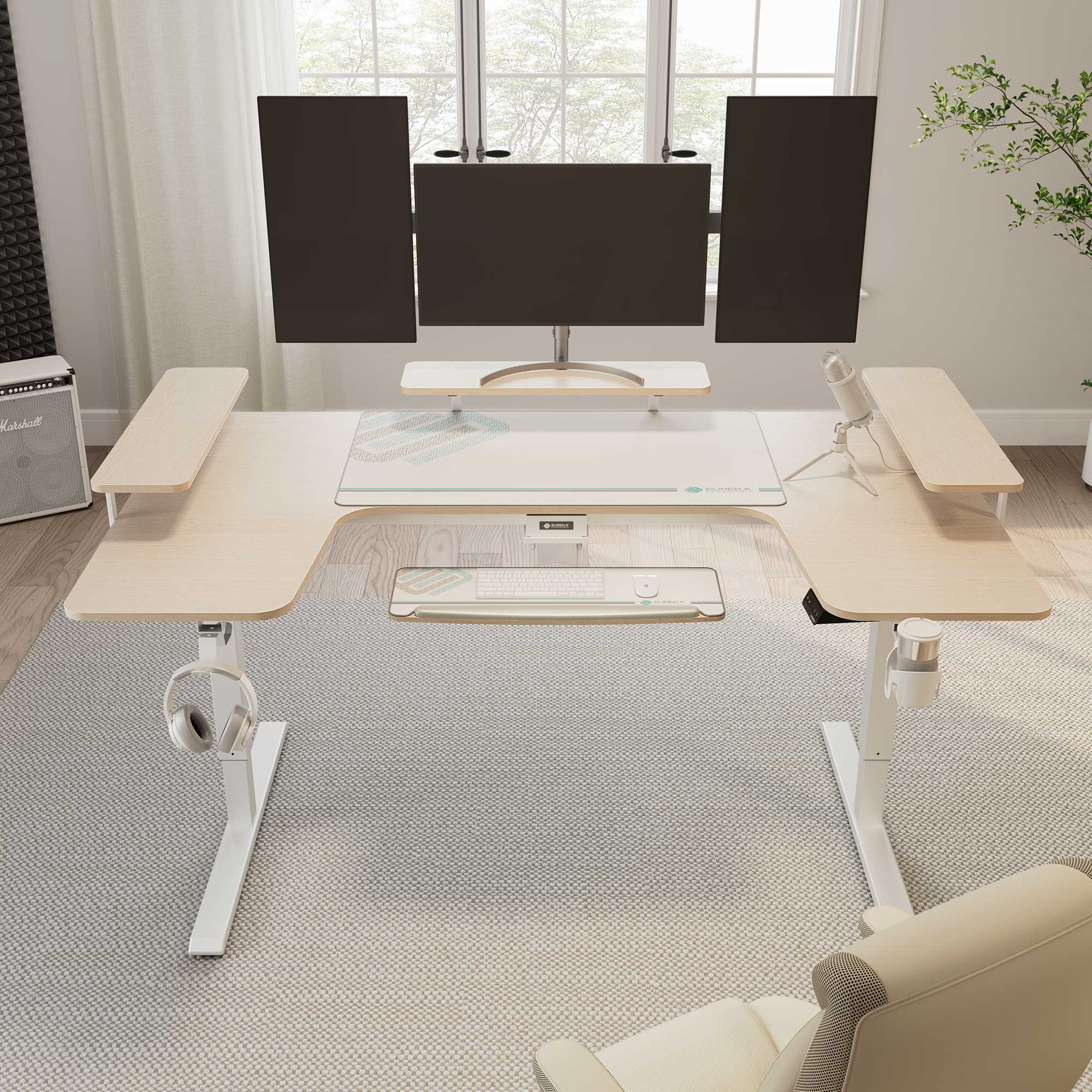 74x23 U-Shaped Standing Desk with Accessories Set