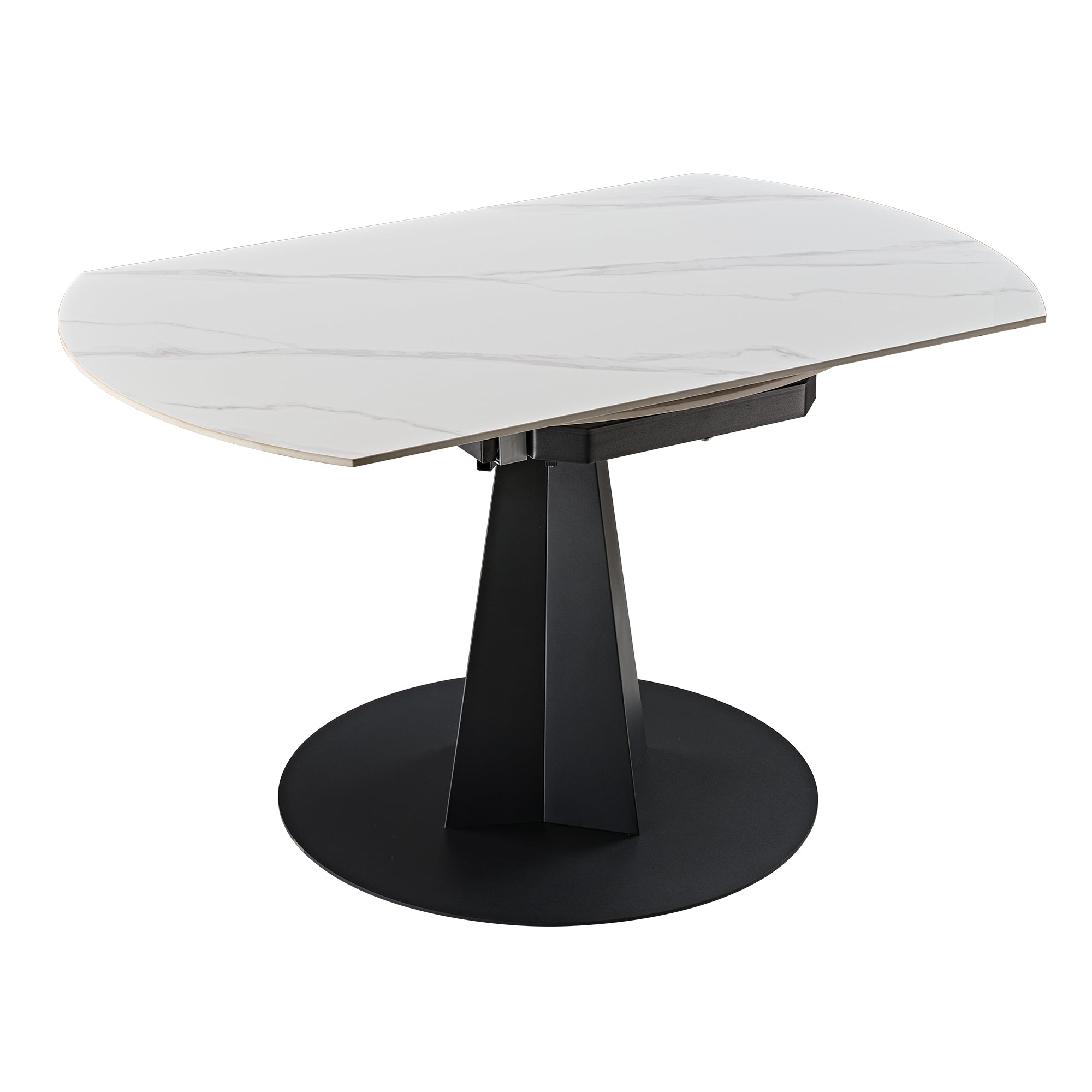 53" Round Extending Dining Table with Black Base