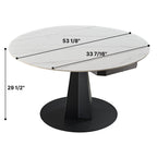 53" Round Extending Dining Table with Black Base