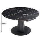 53" Round Extending Dining Table with Black Base