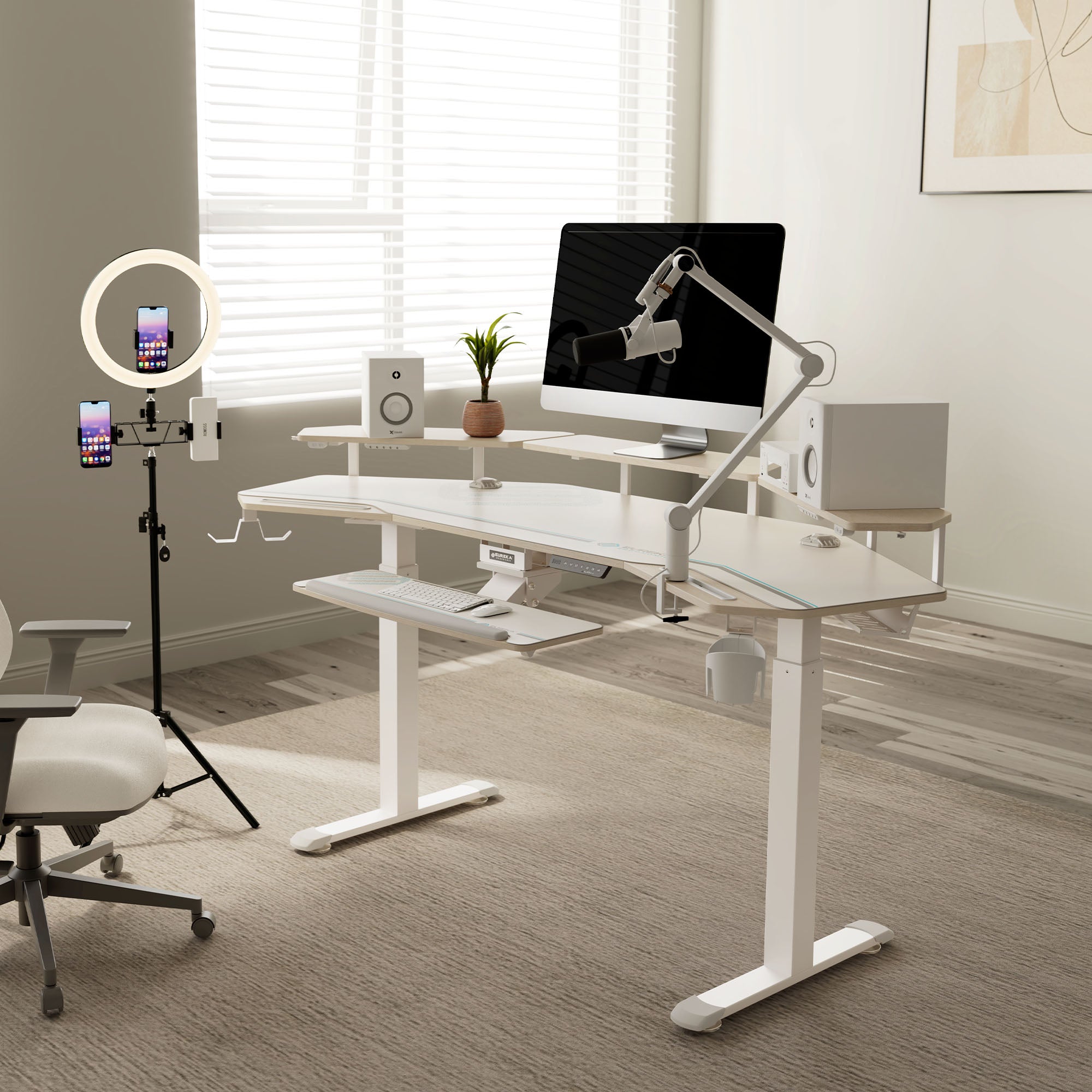 Aero Pro, 72x23 Wing Shaped Standing Desk with Accessories Set