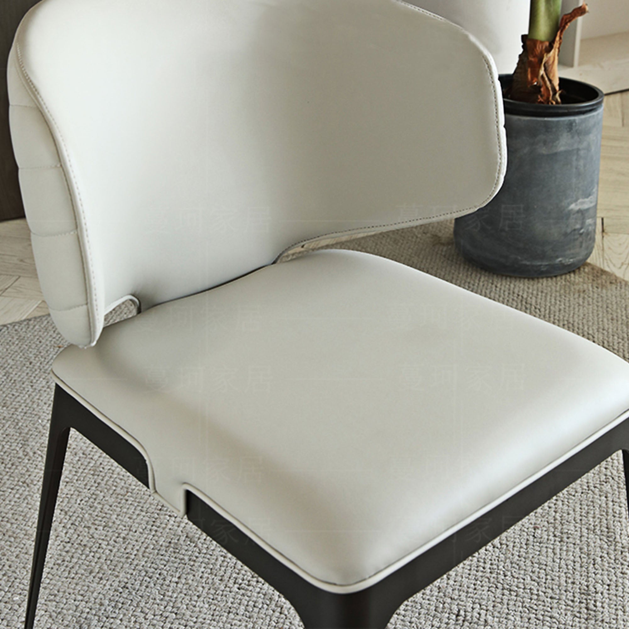Modern Avant-garde Dining Chairs Set of 2, Off-White