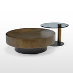35" Brown Coffee Table with Glass Side Table