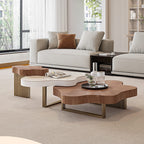 63" Cloud Shape Solid Wood Coffee Table Set