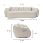 Amy, Upholstered Curved Sofa, 3 Seaters