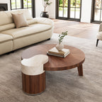41" Irregular Round Solid Wood Walnut Coffee Table