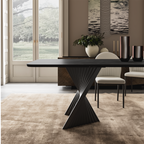 106'' Modern Dining Table with Sintered Stone, Black