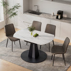 53" Round Extending Dining Table with Black Base