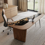 Magma, 86'' Natural Marble & Wood Top Office Desk