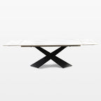 102" Extendable Dining Table with Slate Tabletop, White