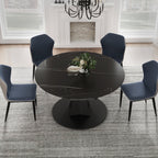 53" Round Extending Dining Table with Black Base
