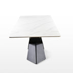 102" Extendable Dining Table with Slate Tabletop, White