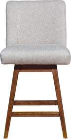 Basila Modern Farmhouse 26" Seat Height Swivel Bar Stool for Kitchen Island Counter in Brown Oak Wood with Taupe Fabric-4