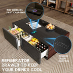 51" Smart Coffee Table with Fridge and Bluetooth Speakers