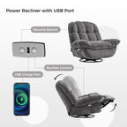 Grayson, Electric Recliner Chair Rocking Swivel with Storage