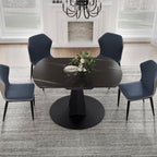 53" Round Extending Dining Table with Black Base