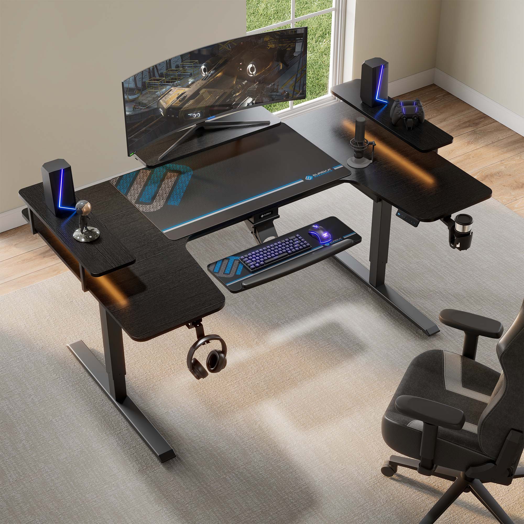 74x23 U-Shaped Standing Desk with Accessories Set