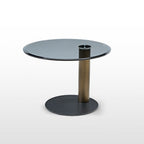 35" Brown Coffee Table with Glass Side Table