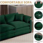 Oversized 2 Piece Sofa Set for Living Room, 3-Seater & Loveseat Couch, Modular Sectional Deep Seat Corduroy Comfy Cloud Couches with 4 Armrest Pillows and 5 Toss Pillows, Green-3
