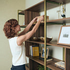 Napa Wood Bookcase Cabinet, Bottom Storage, Adjustable Book Shelves