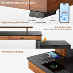 55x23 Standing Desk with Drawers, Leather Finish