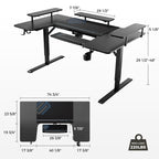 74x23 U-Shaped Standing Desk with Accessories Set