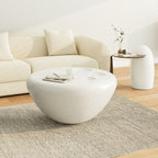 33" White Cat Claw Round Coffee Table With Penguin Side Table Set