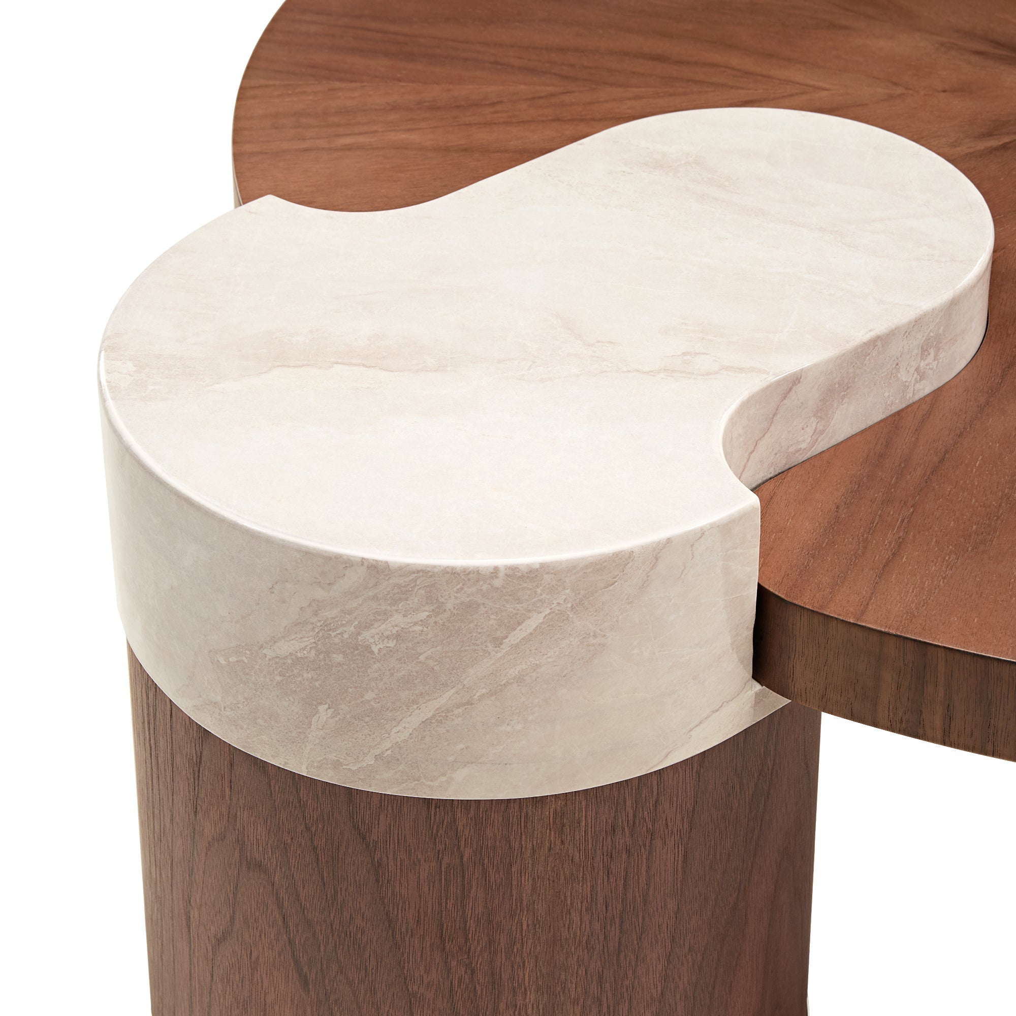 41" Irregular Round Solid Wood Walnut Coffee Table