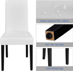 Set of 4 Modern Parson Chairs, Faux Leather, White-3