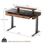 55x23 Standing Desk with Drawers, Leather Finish
