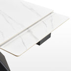 102" Extendable Dining Table with Slate Tabletop, White
