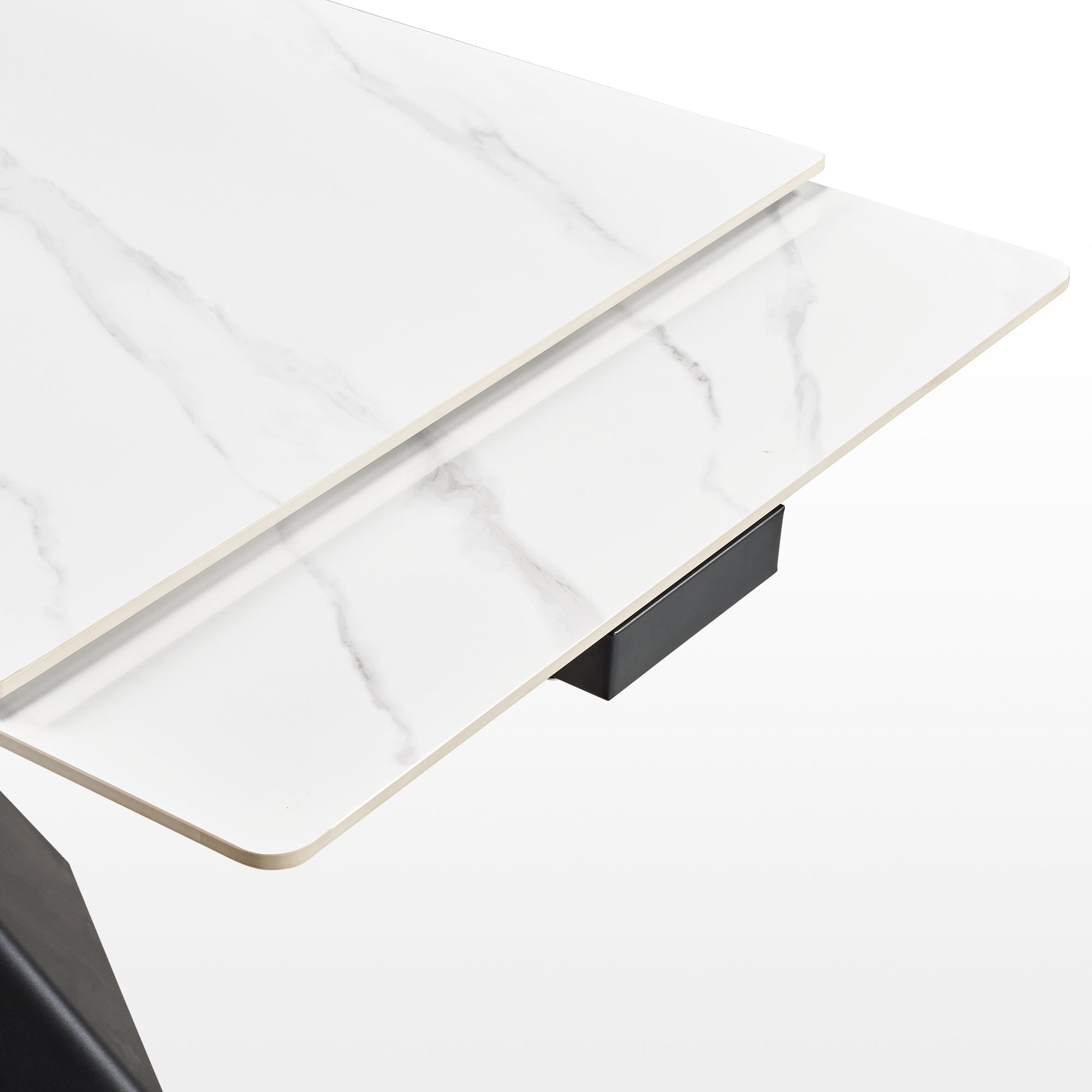 102" Extendable Dining Table with Slate Tabletop, White