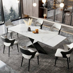 102" Extendable Dining Table with Slate Tabletop, White