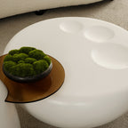 33" White Cat Claw Round Coffee Table With Penguin Side Table Set
