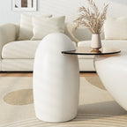 33" White Cat Claw Round Coffee Table With Penguin Side Table Set