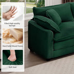 Oversized 2 Piece Sofa Set for Living Room, 3-Seater & Loveseat Couch, Modular Sectional Deep Seat Corduroy Comfy Cloud Couches with 4 Armrest Pillows and 5 Toss Pillows, Green-4