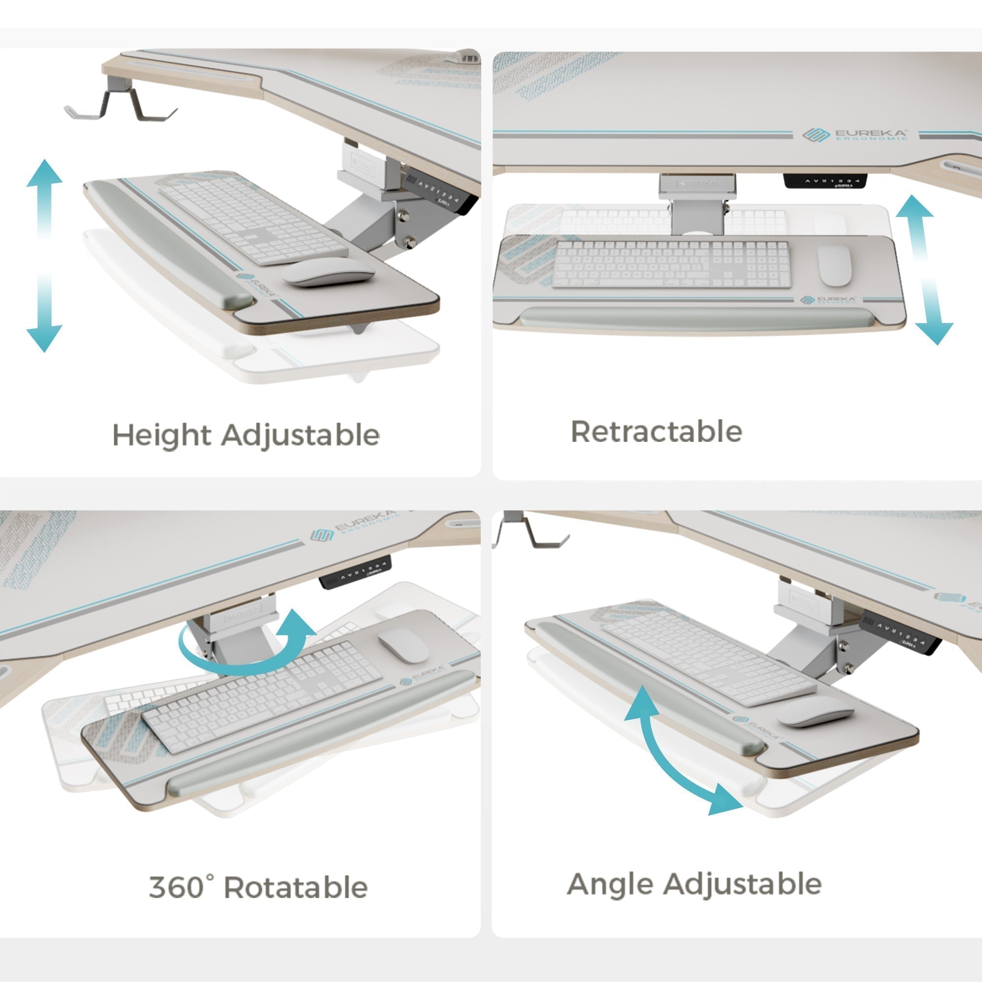 Aero Pro, 72x23 Wing Shaped Standing Desk with Accessories Set