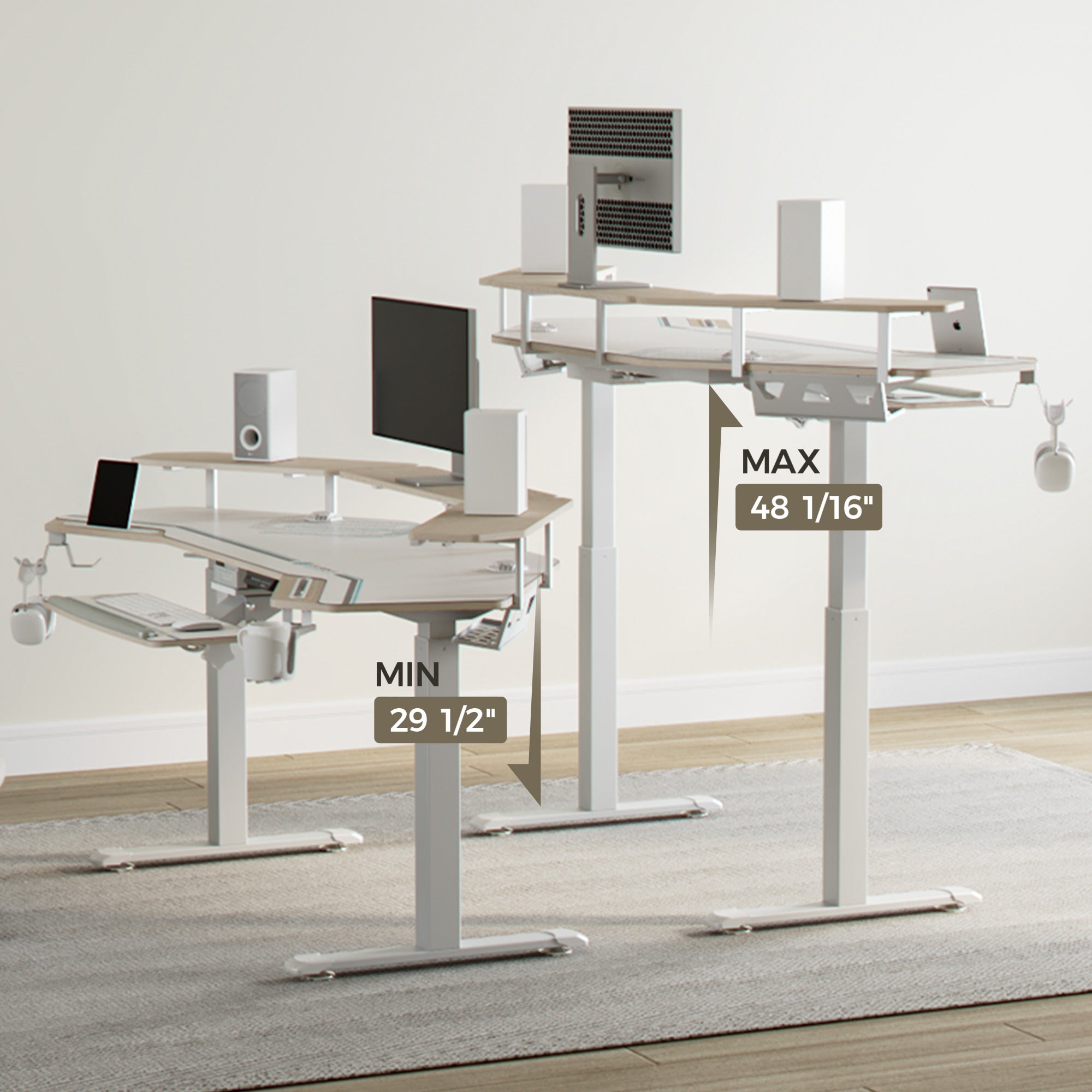 Aero Pro, 72x23 Wing Shaped Standing Desk with Accessories Set