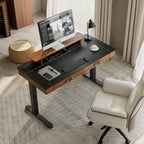 55x23 Standing Desk with Drawers, Leather Finish