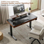 55x23 Standing Desk with Drawers, Leather Finish