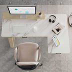 Ark L60, 63x23 L Shaped Executive Slate Standing Desk with Two-Drawer