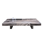 39" Square Marble Coffee Table with Sunken Small Desktop