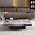 39" Square Marble Coffee Table with Sunken Small Desktop
